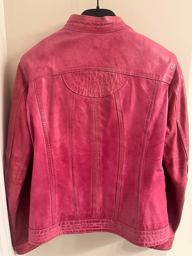 Pink Leather Jacket - Medium