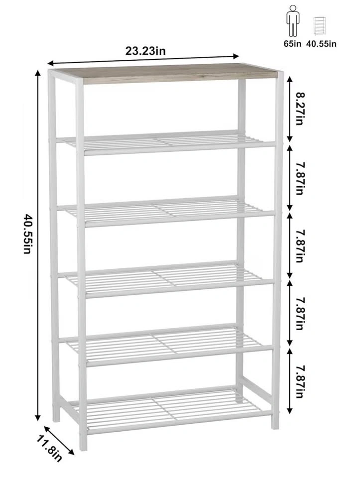 HOMEFORT 6-Tier Shoe Rack Storage Tower (White Oak Finish) - photo 3