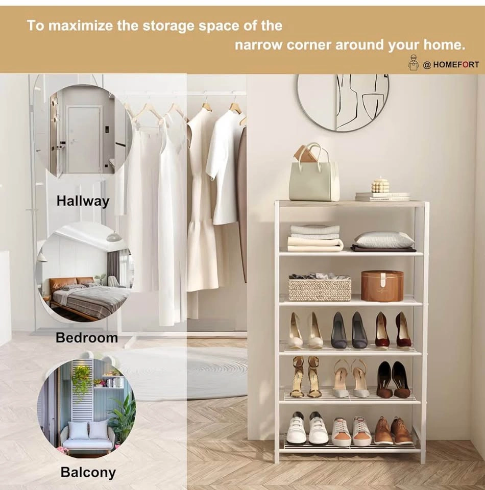 HOMEFORT 6-Tier Shoe Rack Storage Tower (White Oak Finish) - photo 4