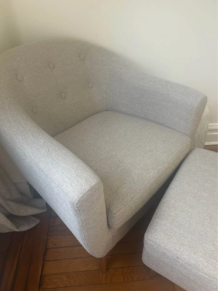 Natural Fabric Armchair and Ottoman - photo 3