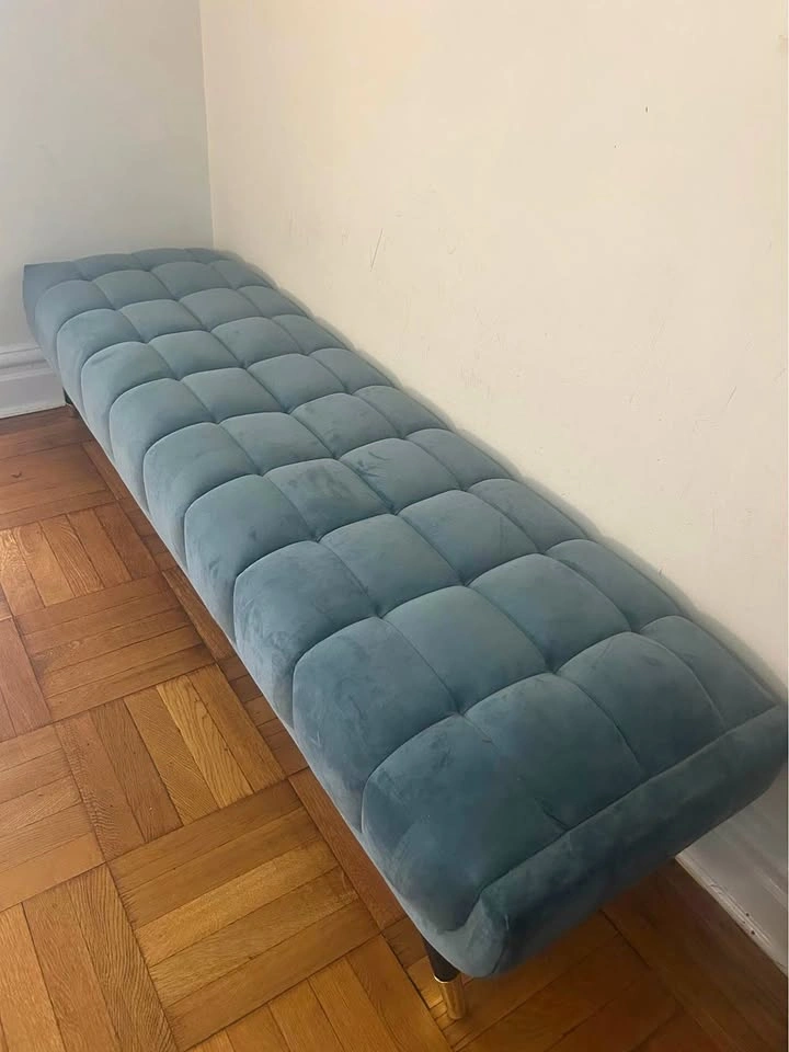 Bloomingdale’s Turquoise Velvet Bench