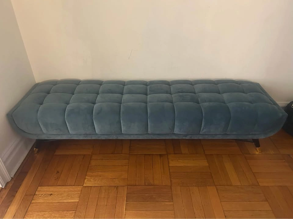 Bloomingdale’s Turquoise Velvet Bench - photo 2