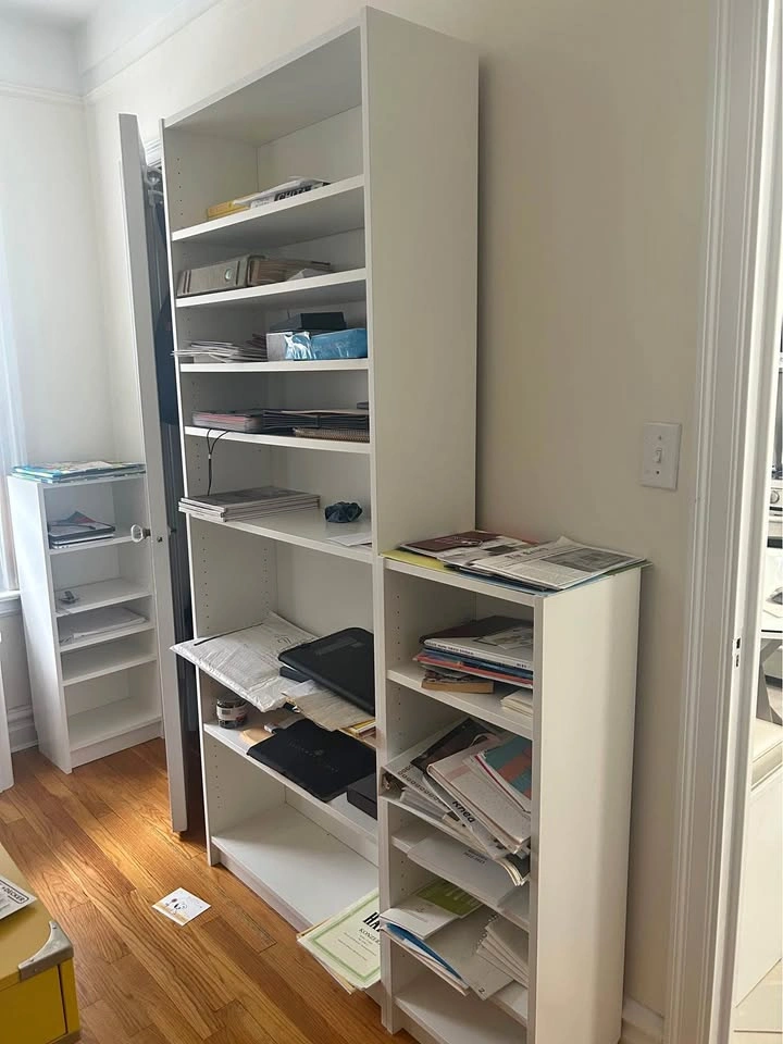 Set of 3 White Wood Bookshelves