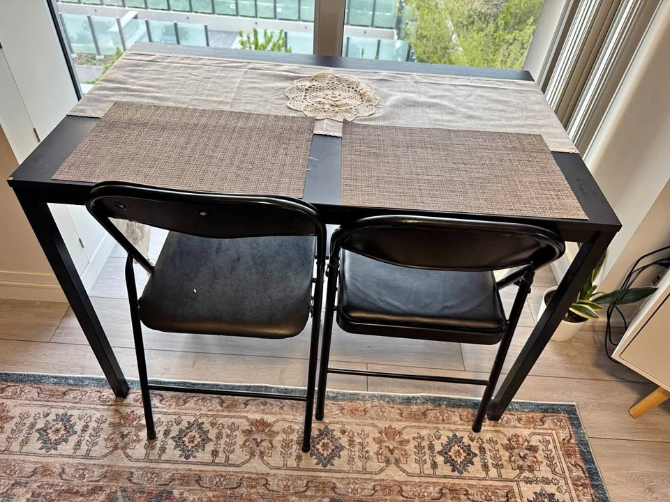 Black Dining Table with 3 Chairs