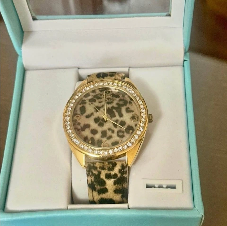 NWT Hudson Leopard Print Watch with Gold Accents
