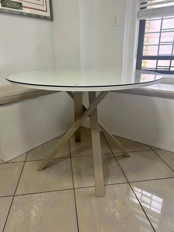 Glass Top Table with Metal Legs