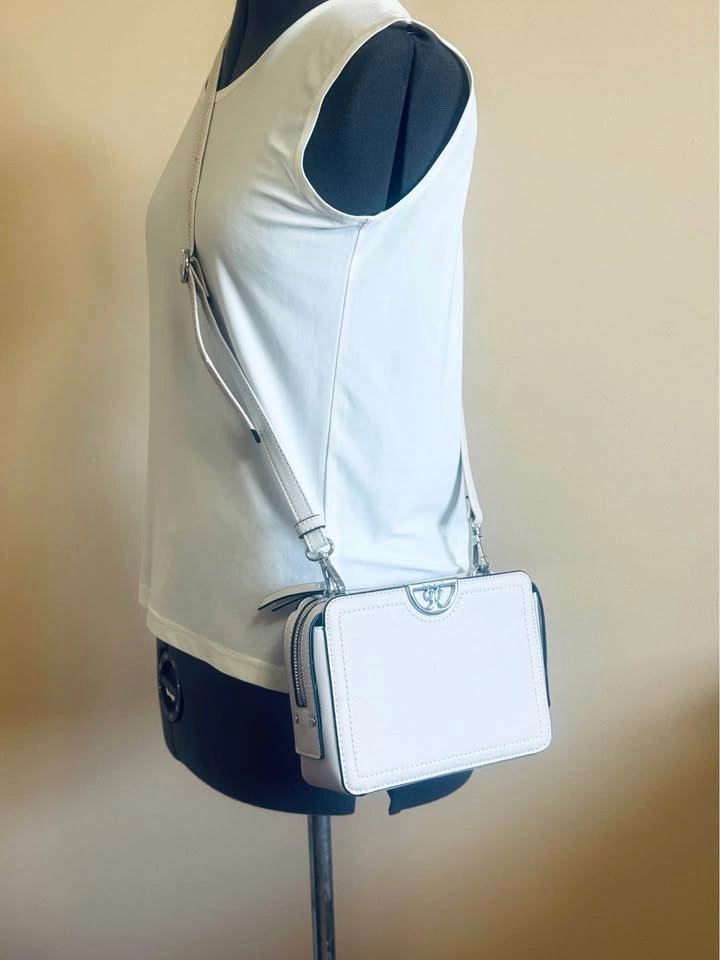 Nine West White Crossbody Bag with Free Beige Monogram Card Case - photo 2