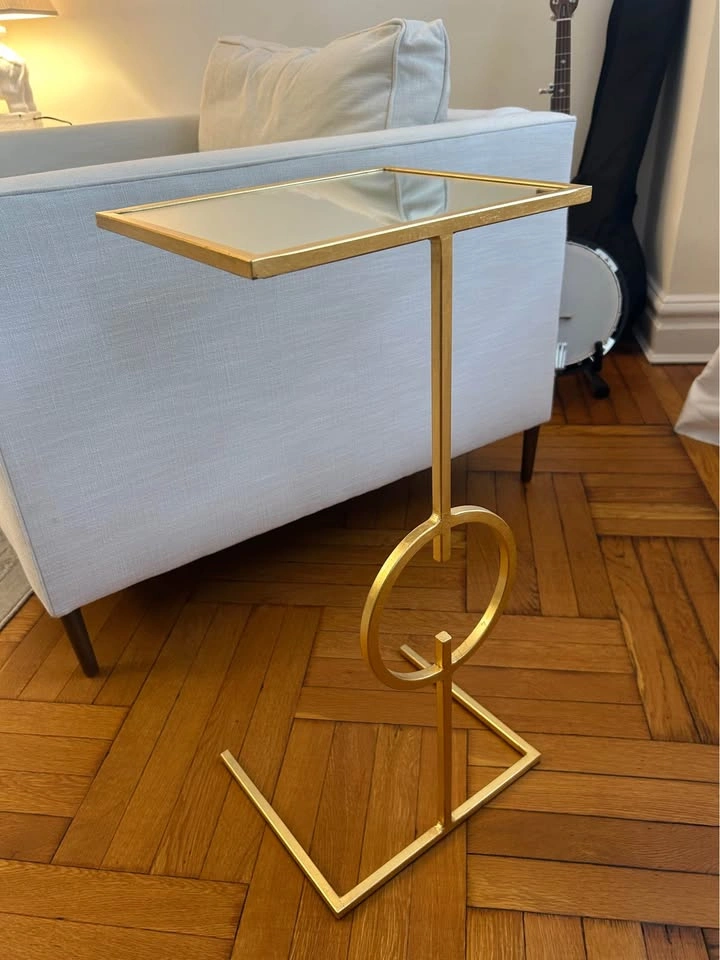 Gold Mirror Top Side Table - photo 2