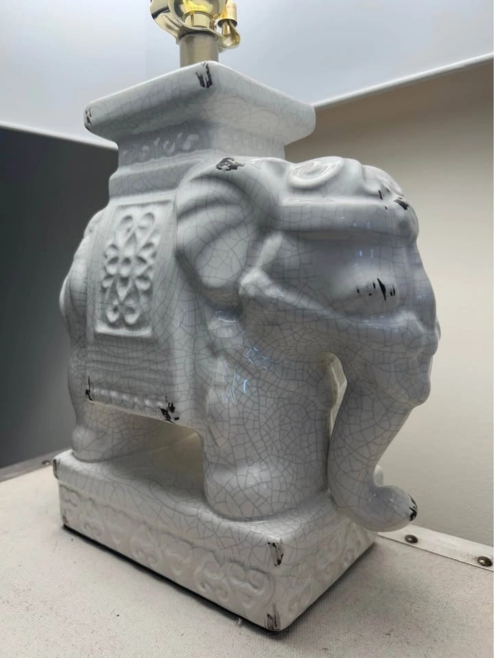 Ceramic Elephant Lamps with Pleated Shades (set of 2) - photo 4