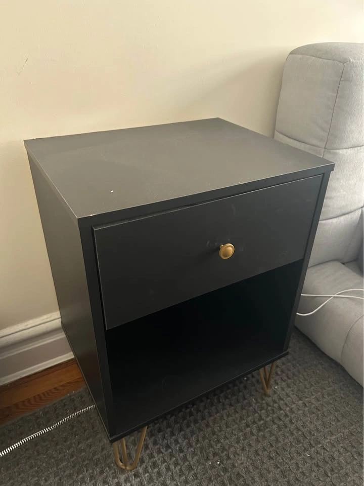 Black Painted 6 Drawer Dresser and Bed Side Table - photo 4