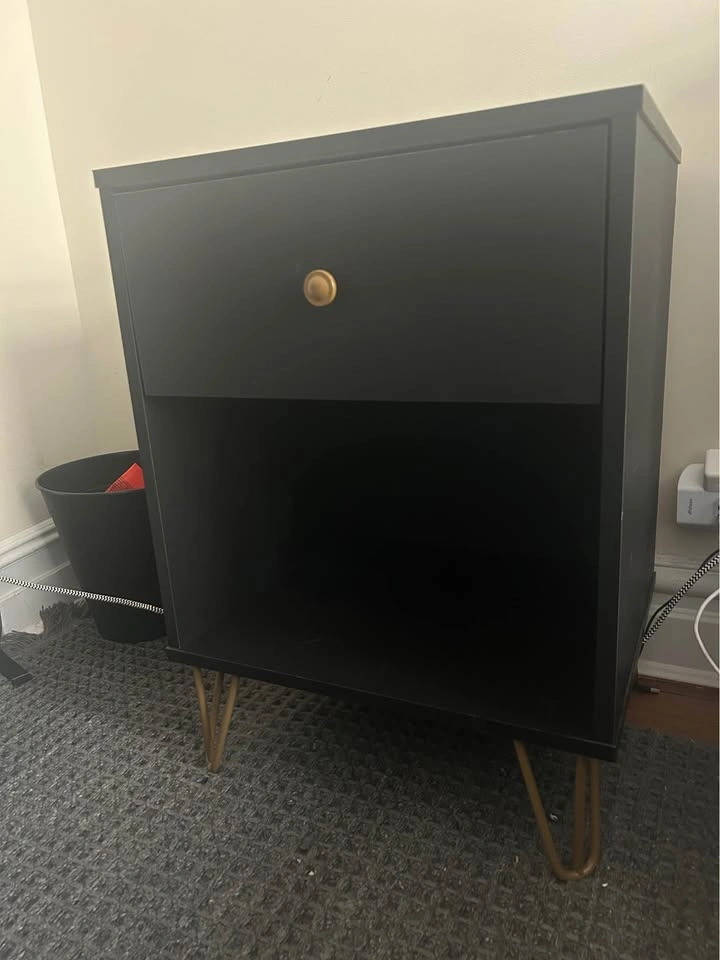 Black Painted 6 Drawer Dresser and Bed Side Table - photo 5