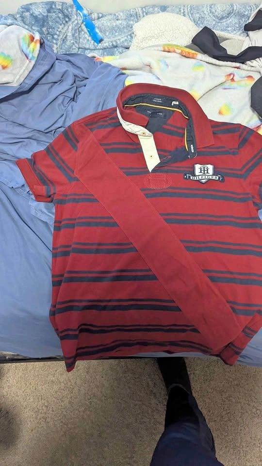 Tommy Hilfiger Red Navy Striped Polo Shirt