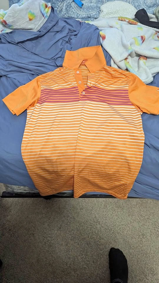 Puma orange white pink striped