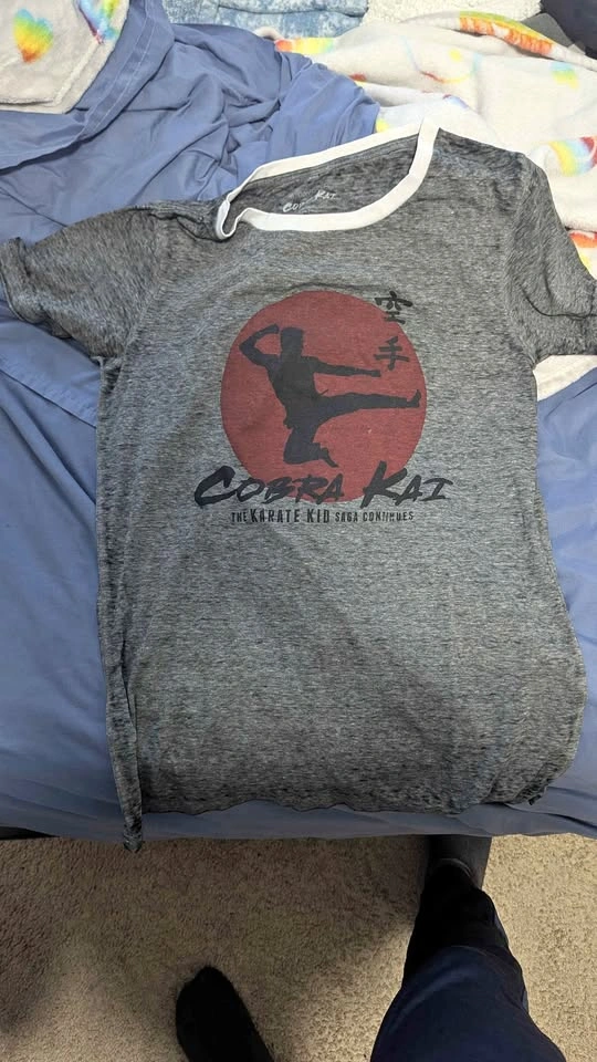BIOWORLD Cobra Kai Grey Ringer Tee Small
