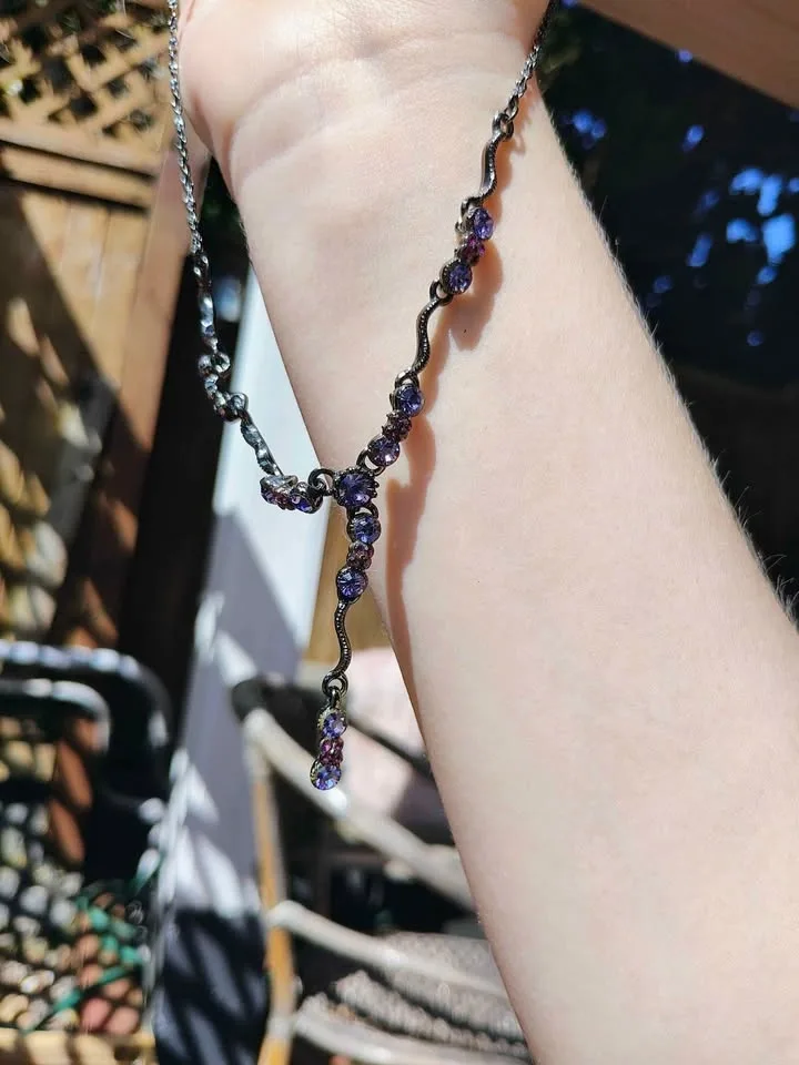 Vintage purple gemstone drop necklace - photo 2