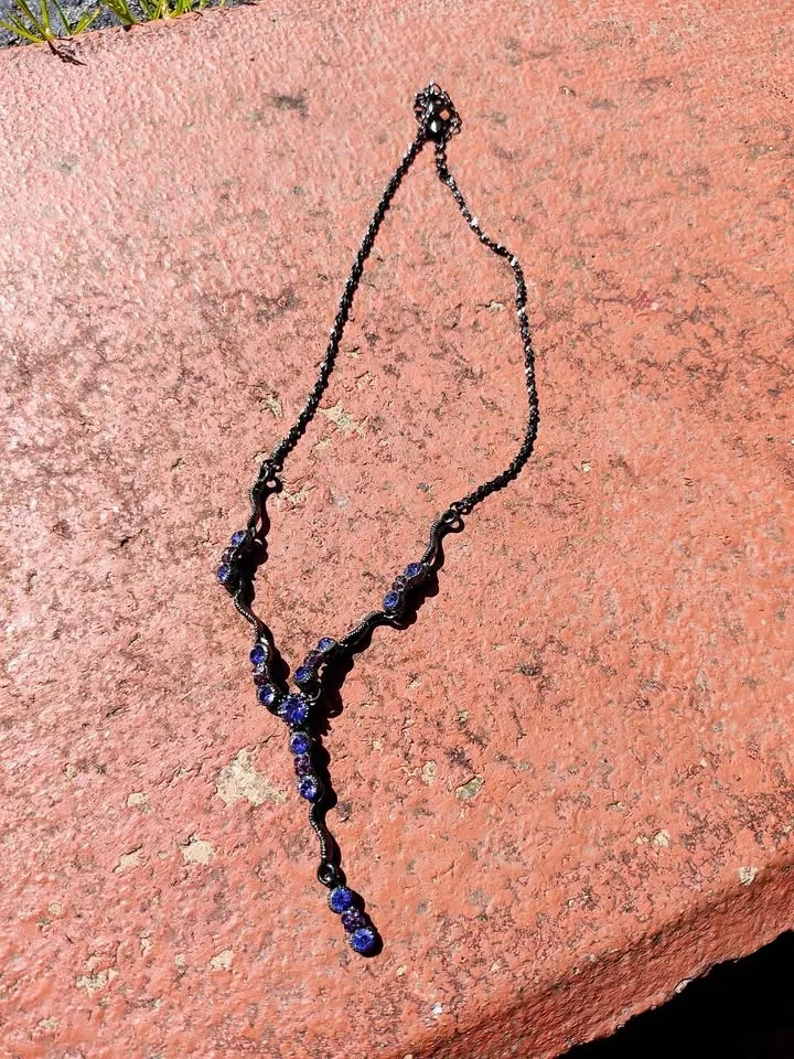 Vintage purple gemstone drop necklace - photo 3