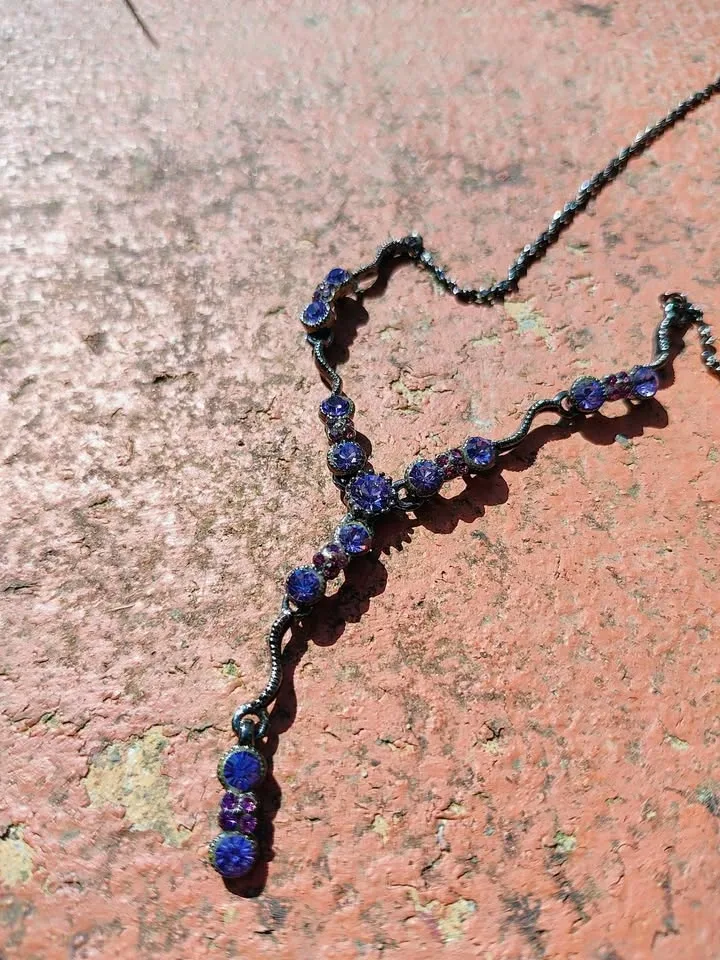 Vintage purple gemstone drop necklace - photo 4