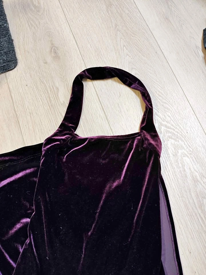 Deep purple velvet halter dress