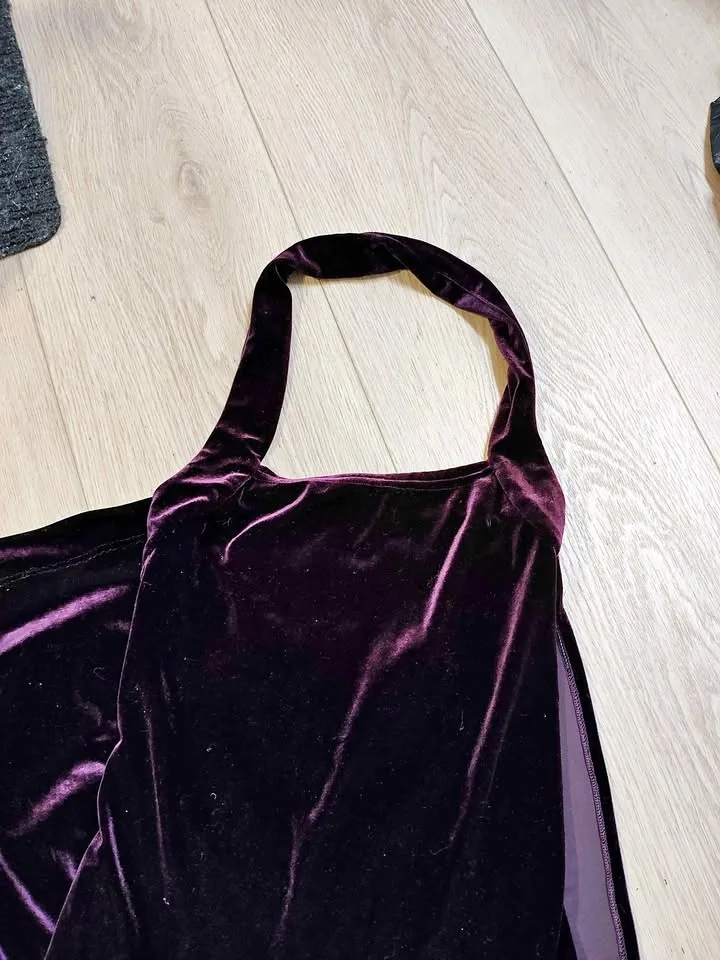 Deep purple velvet halter dress