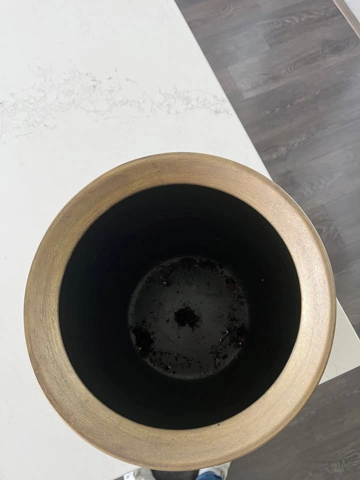Elegant Ceramic Gold Planter with Stand – Like New - photo 3