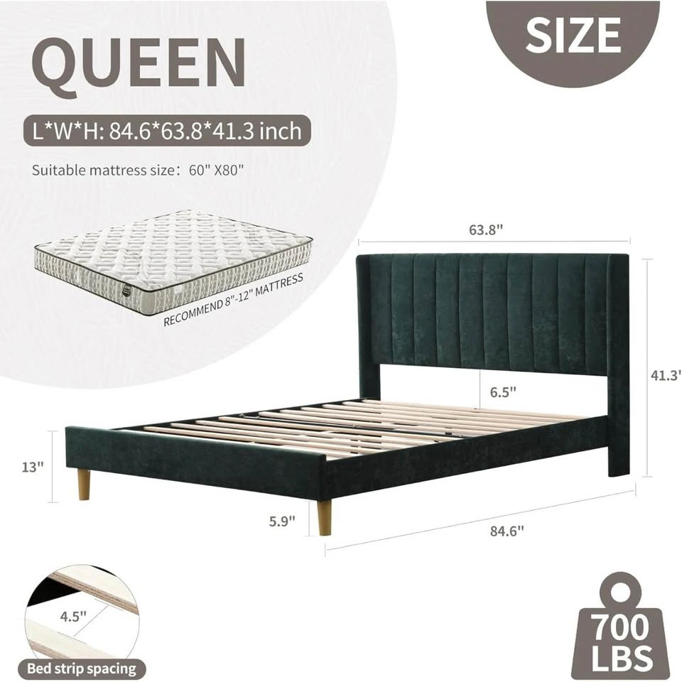 YUHUASHI upholstered Platform Queen Bed Frame - photo 2