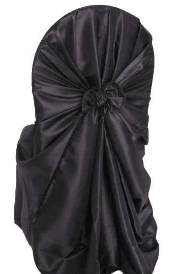 Black satin universal chair covers for rent - photo 2