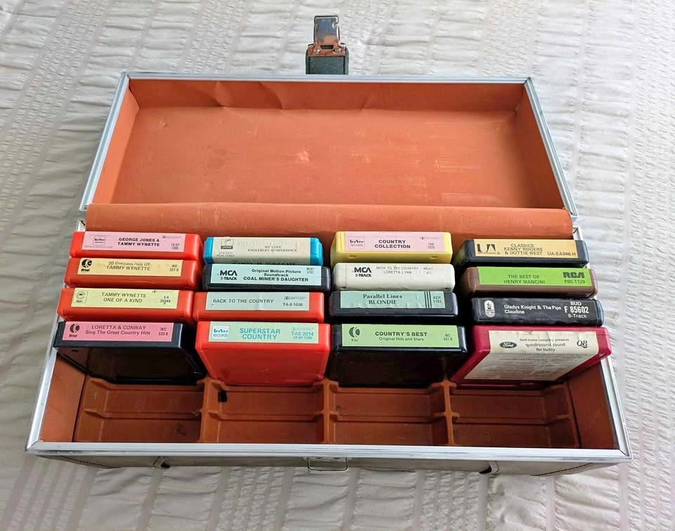 8-Track Tape Lot and carrying case