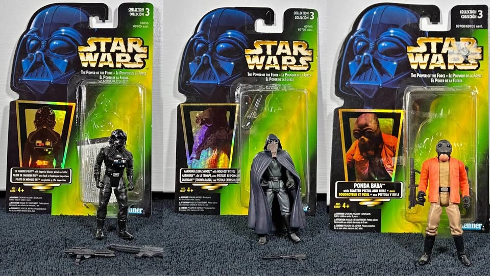 Lot of 3 1990’s Star Wars POTF Kenner 3.75” Action Figures
