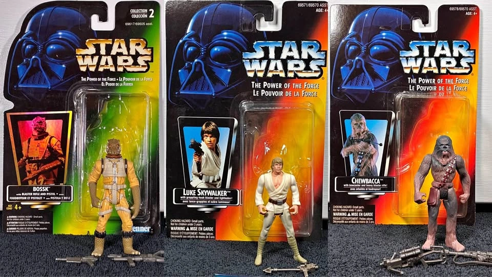 Lot of 3 1990’s Star Wars POTF Kenner 3.75” Action Figures