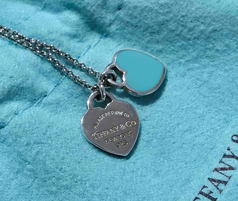 Tiffany & Co. Mini Double Heart Tag Pendant Necklace/Silver