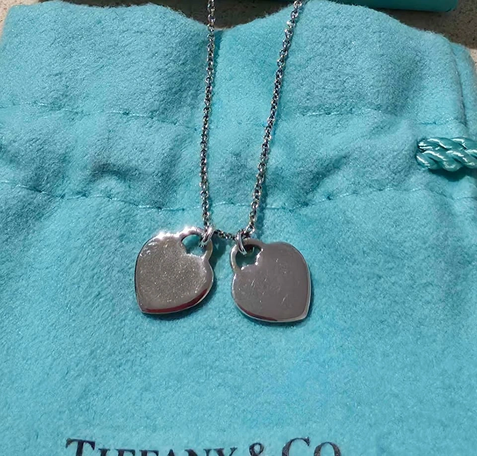 Tiffany & Co. Mini Double Heart Tag Pendant Necklace/Silver - photo 3