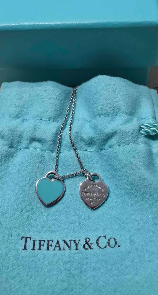 Tiffany & Co. Mini Double Heart Tag Pendant Necklace/Silver - photo 2
