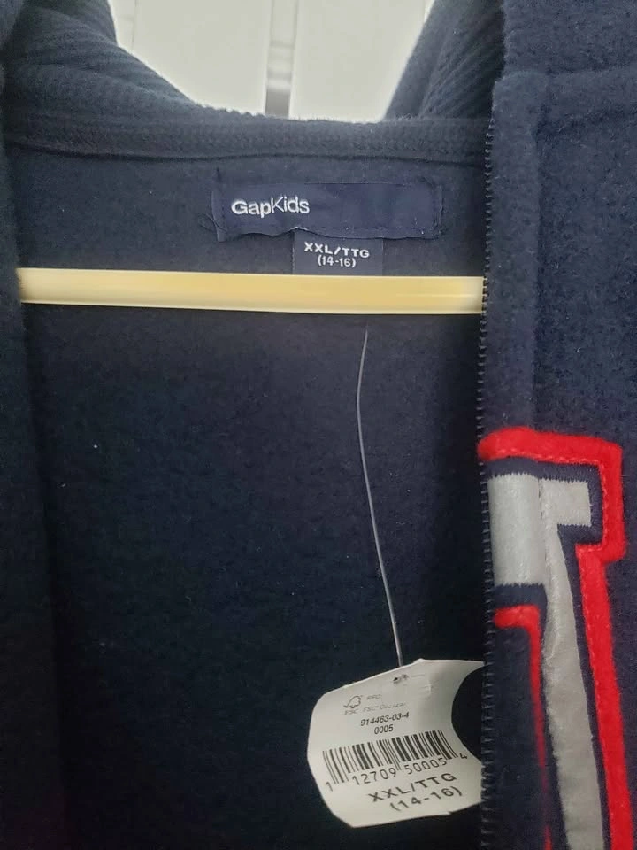 GapKids navy blue GAP logo full-zip Fleece hoodie XXL (14-16) - photo 2