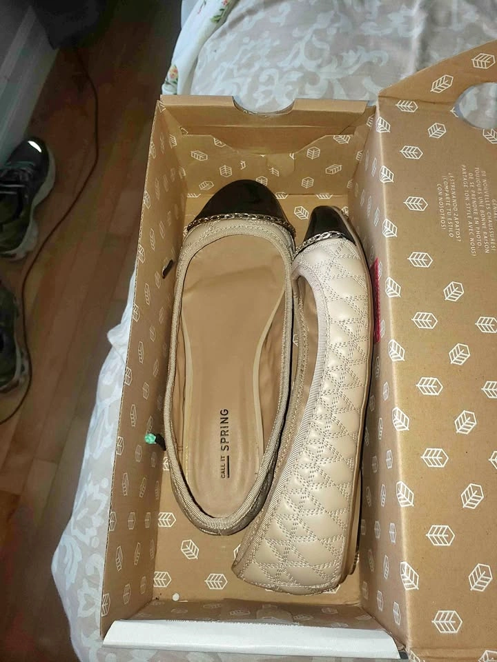 Call It Spring Nude Black Quilted Cap Toe Ballet Flats US 7