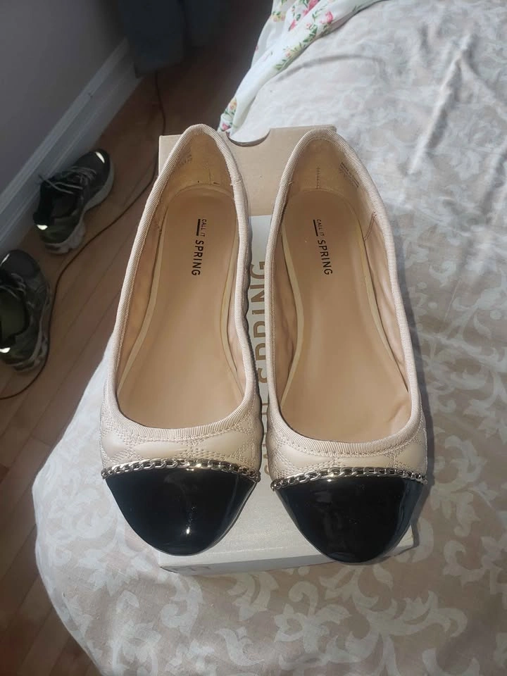 Call It Spring Nude Black Quilted Cap Toe Ballet Flats US 7 - photo 2