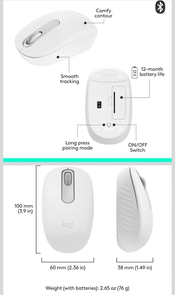 Logitech White Wireless Bluetooth Mouse - Brand New - photo 4