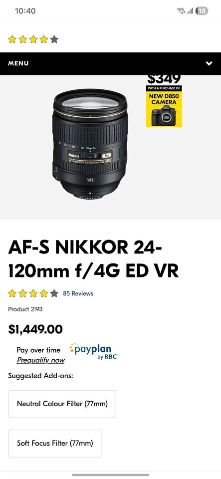 Nikon AF-S Nikkor 24-120mm f/4G ED VR Lens - photo 3