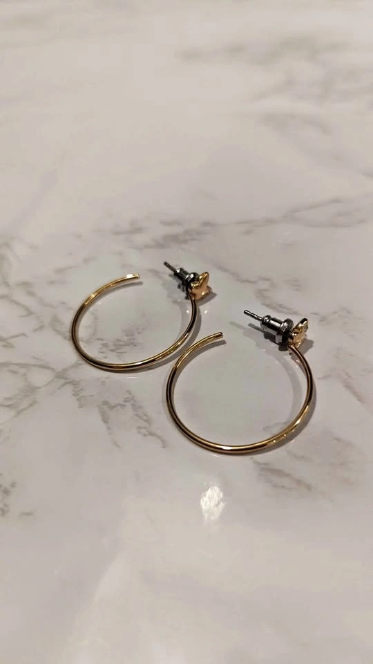 Fossil butterfly hoop earrings (1 inch hoop)