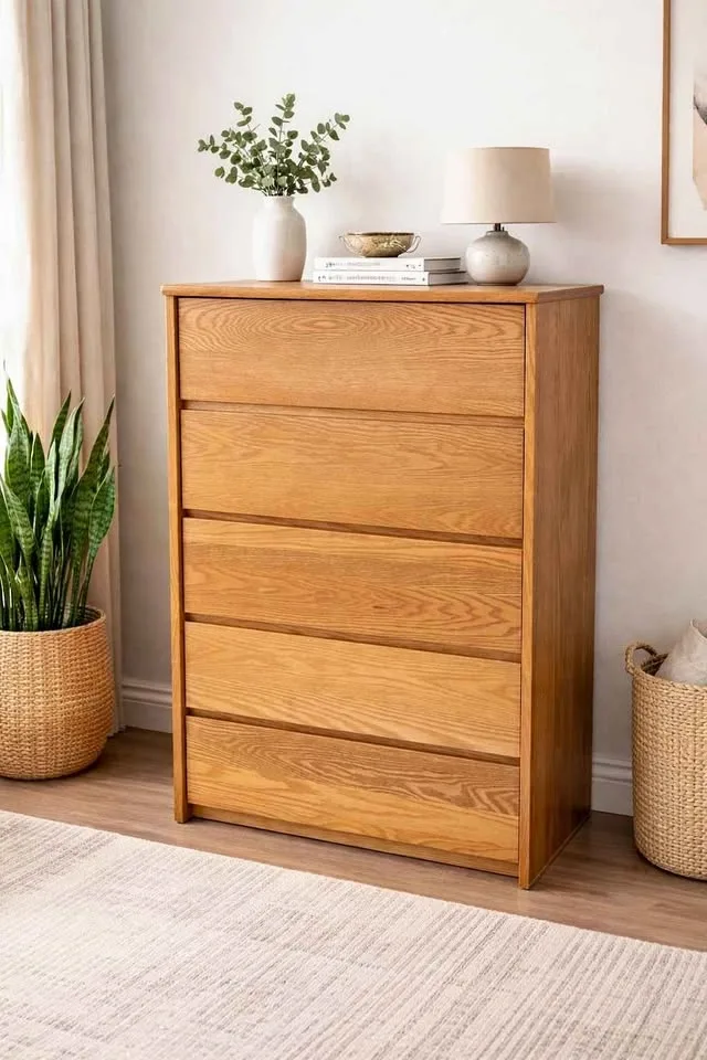 Solid Oak 5-Drawer Dresser – Refurbished & Beautiful!