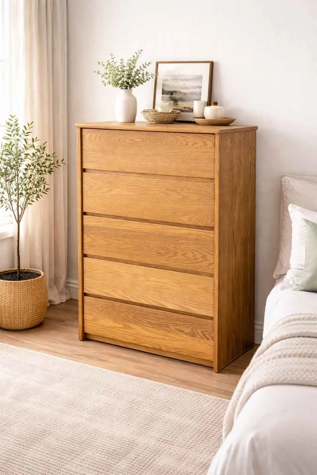 Solid Oak 5-Drawer Dresser – Refurbished & Beautiful! - photo 2