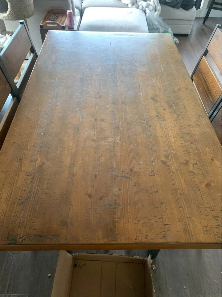 Rustic Solid Wood Dining Table Set – 4 Chairs Included - photo 4