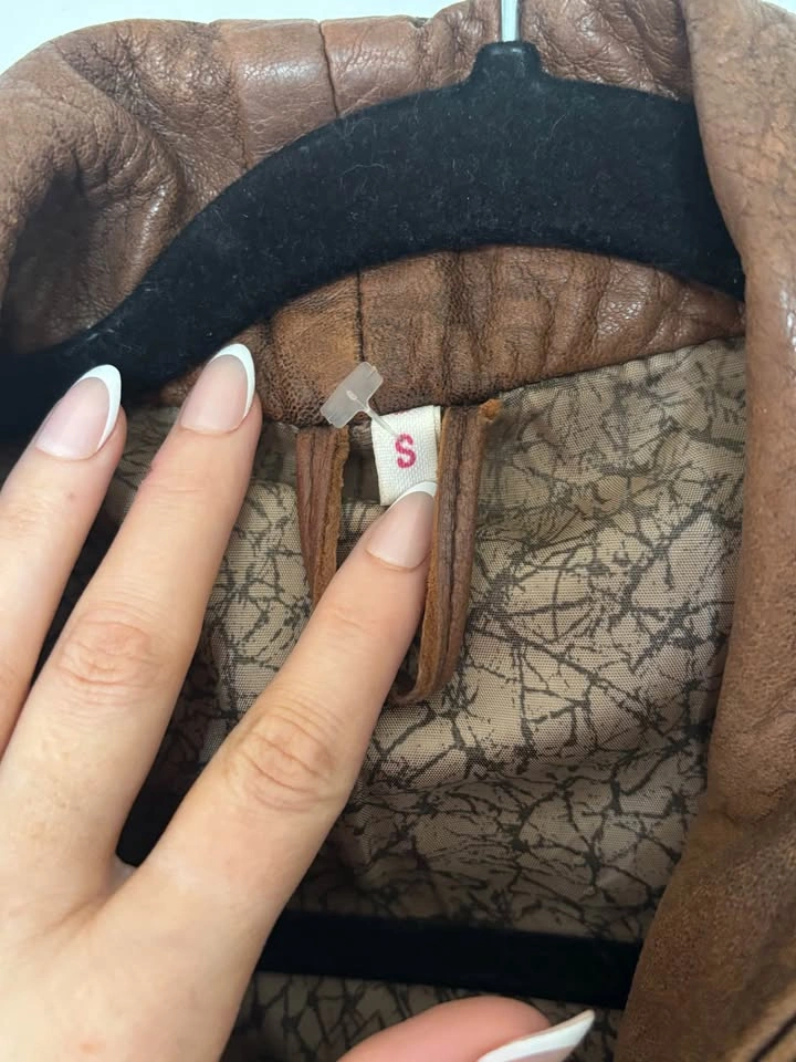 vintage brown leather bomber jacket - photo 2