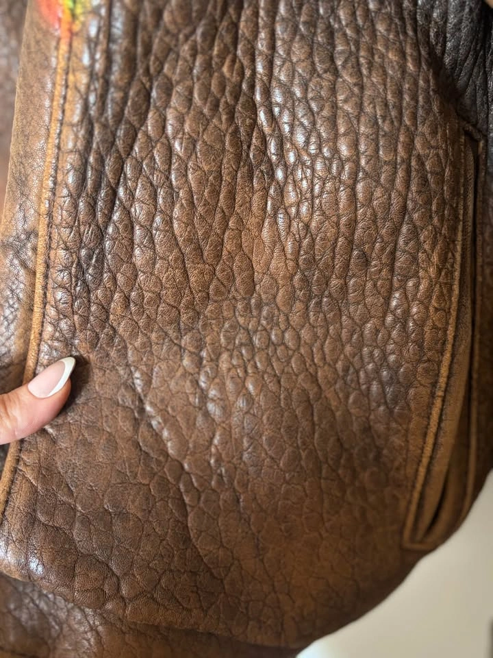 vintage brown leather bomber jacket - photo 5