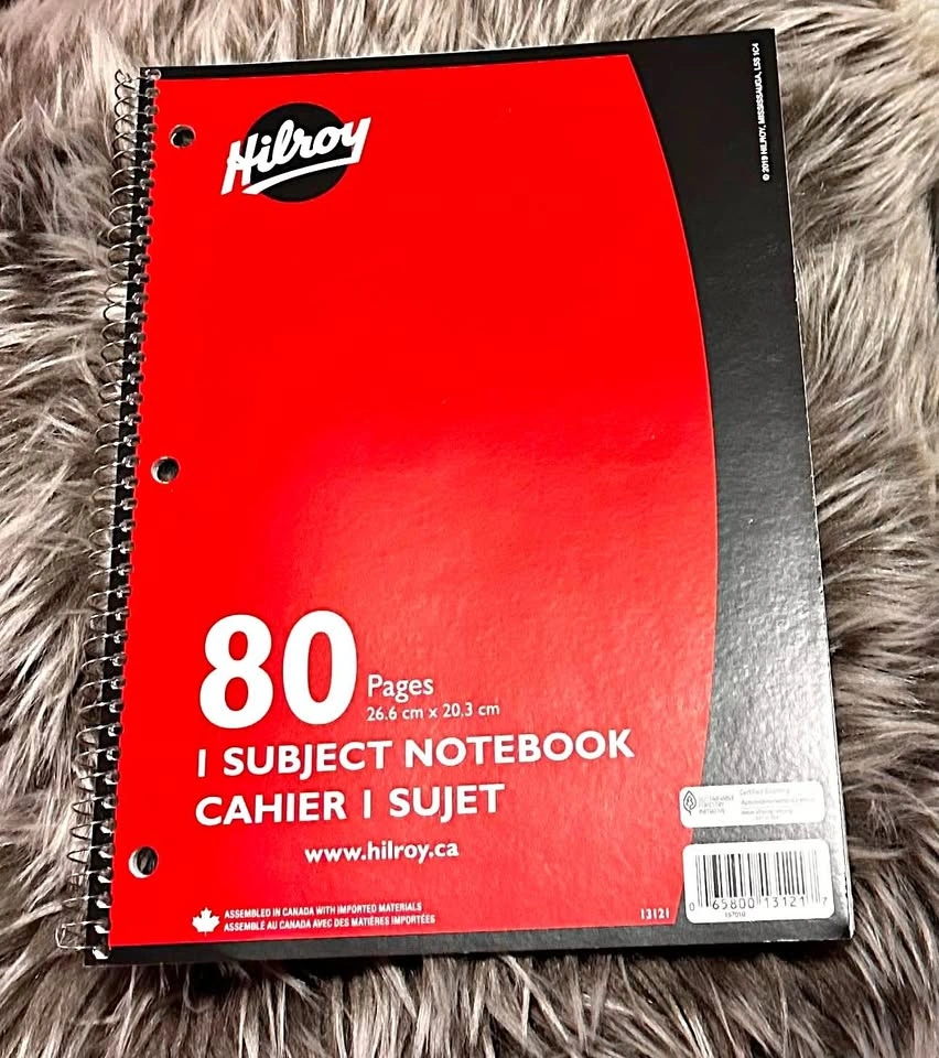 Hilroy 1 Subject Notebook 80 Pages 26.6 cm x 20.3 cm