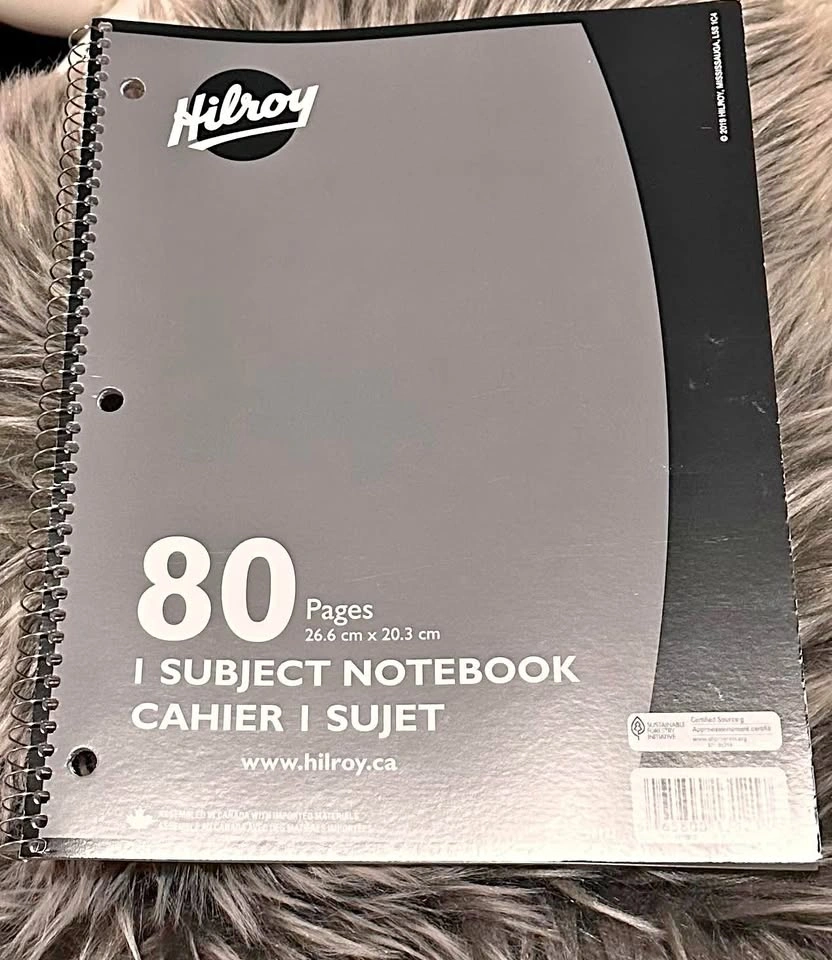 Hilroy 1 Subject Notebook 80 pages spiral bound