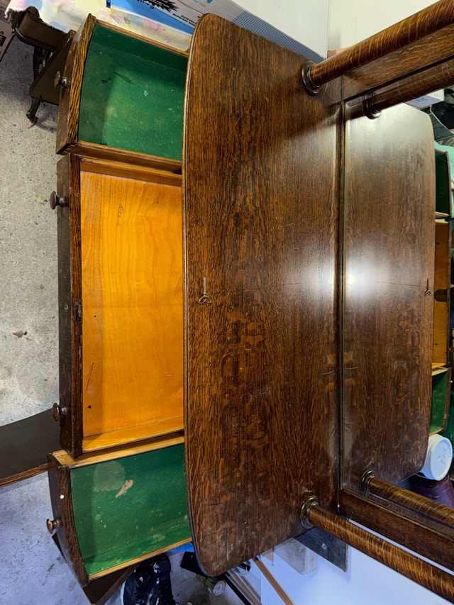 Antique Solid Oak Sideboard / Buffet with Mirror – Good Refinish - photo 5