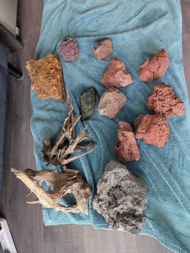 Collection of Aquarium rocks and wood - giveaway