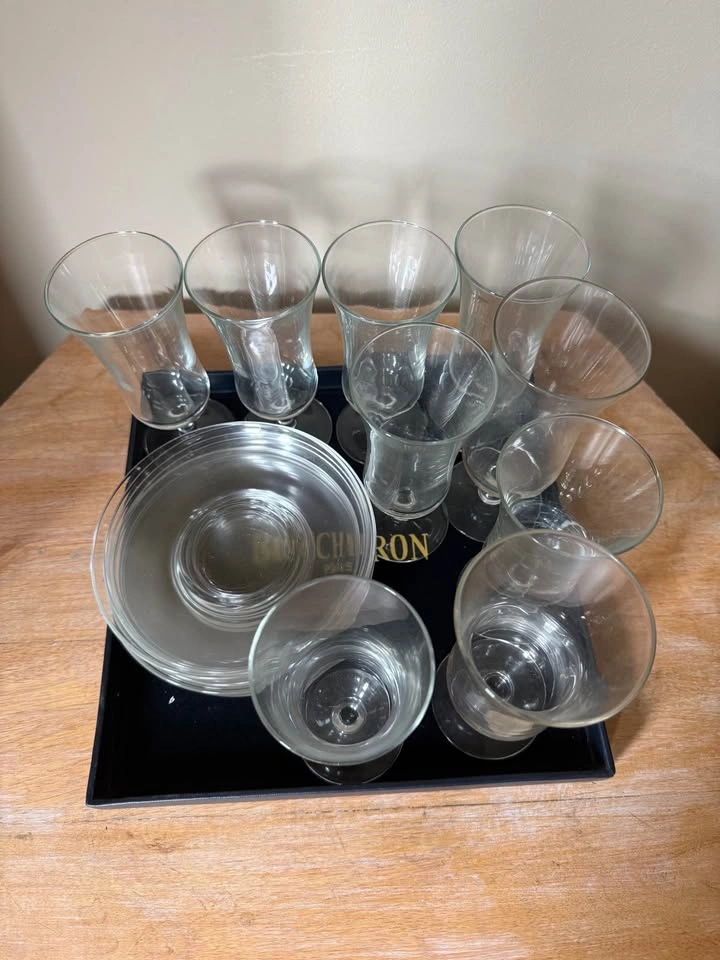 9 parfait glasses and plates set - photo 2