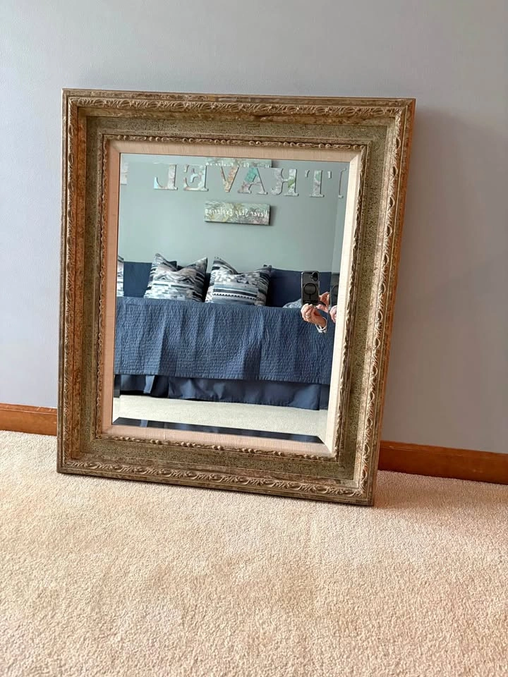 Vintage framed beveled mirror