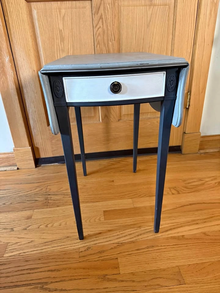Gray drop leaf side table